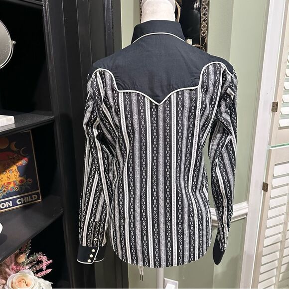 Panhandle Slim Black and White Western Button Down Size Medium - Picture 10 of 14